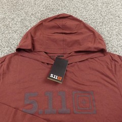 NEW 5.11 Tactical Shirt Mens L Red Hooded Long Sleeve Hoodie Graphic Tee T-Shirt