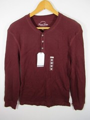 NEW Dawson & Brooks Thermal Henley Shirt Men Medium Burgundy American Heritage