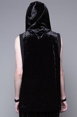 WIDOW by LIP SERVICE UNISEX GOTHIC PUNK ROCKER CRUSHED VELVET SHIRT HOODIE