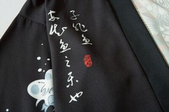 Niepce Streetwear Japanese Black Kimono Graphic Tee Samurai Short Sleeves Shirt