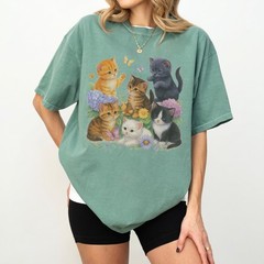 Cute Kitten Graphic T-Shirt, Vintage Cat Lover Tee, Comfort Colors Ivory Shirt,