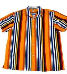Weiv Of Los Angeles Brilliant Colored Stripe Short Sleeve Button Shirt Mens 2XL