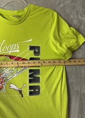 Puma Hoops Basketball Tee Neon Yellow Graphic Athletic Shirt Mens Small