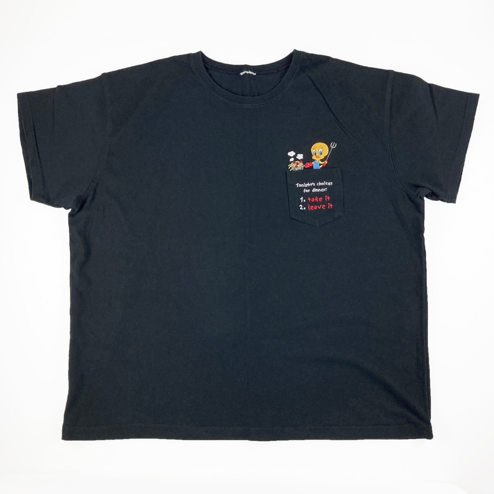 Warner Bros Studio Tweety Bird Dinner 3XL Shirt Embroidered Pocket Looney Tunes