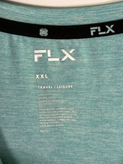 FLX Shirt Mens XXL Heathered Aqua Crew Short Sleeve Travel Leisure Tee