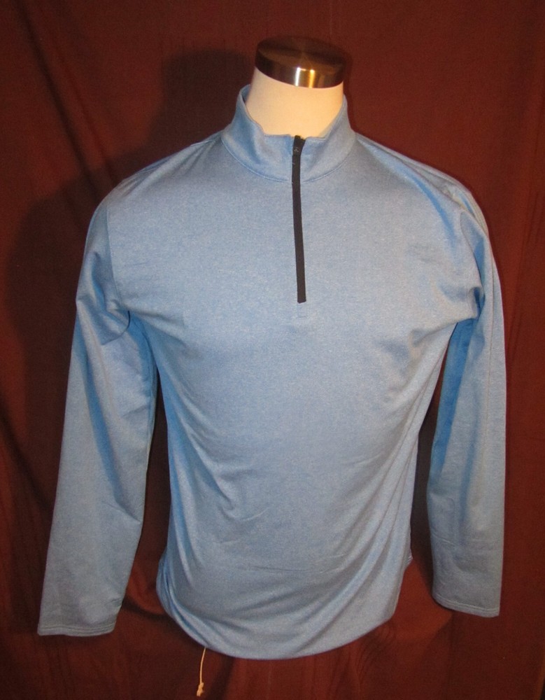 TACVASEN Mens 1/4-Zip Long-Sleeve Shirt, Blue, Polyester, Size L, New