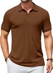 Men’s Slim Fit Textured Polo Shirt Short Sleeve Casual Golf T-Shirt Summer Wear