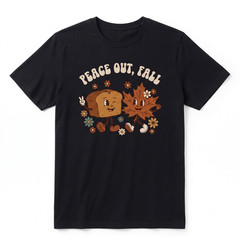 Funny Thanksgiving Bread Loaf Leaf Autumn Pun Peace Out Fall T-shirt