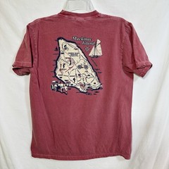 Mackinac Island Mich Double Sided Map Tourist Tee M Nautical Vacation T-Shirt