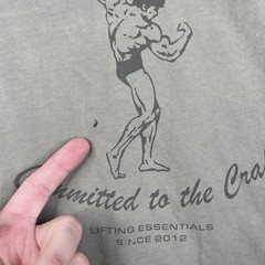 Gymshark T Shirt Mens XL Green Power Lifting Well Worn Distressed Cotton Faded
