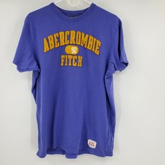 Abercrombie & Fitch Mens XXL Purple Yellow Felt Applique Graphic T-Shirt Cotton