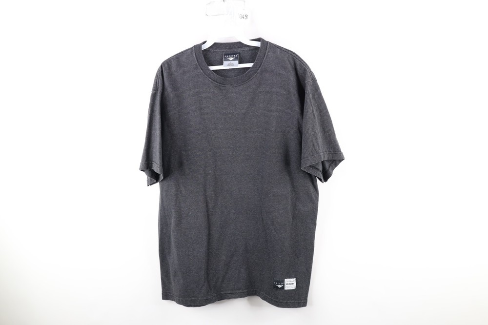 Vintage 90s Streetwear Mens Large Faded Blank Striped Short Sleeve T-Shirt USA
