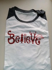 5XL Christmas ~Believe~ Raglan Sleeve T-Shirt NEW SEE PHOTOS