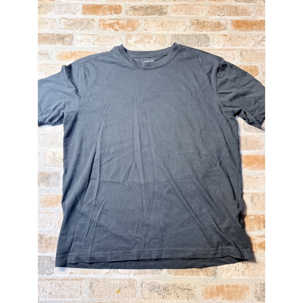Lands End Mens Super-T Short Sleeve Cotton Crewneck T-Shirt Charcoal Gray Size M