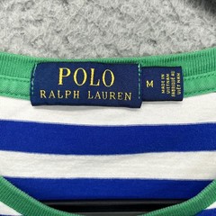 Polo Ralph Lauren Shirt Mens Medium Blue White Stripe Pocket Ringer Tee
