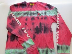 Chinatown Market THANK YOU Crewneck L/S T-Shirt Size Med Pink Green Tie Dye
