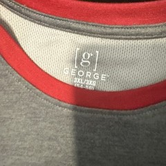 Men’s 3XL Jersey Top T-shirt Tee George Heathered Gray and Red Short Sleeve