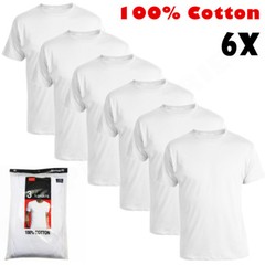 6 Pack Men’s 100% Cotton Tagless Crew-Neck T-Shirt Undershirt Tee White S-XL