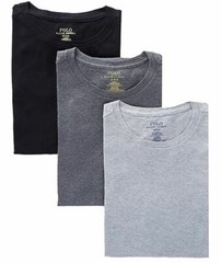 3 POLO RALPH LAUREN S M L XL SLIM FIT COTTON BLACK WHITE NAVY CREW NECK T SHIRTS