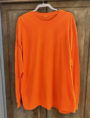 Mens ORANGE 2XL 3XL Cotton Tshirt Crew Neck Long Sleeve T-Shirt UNISEX