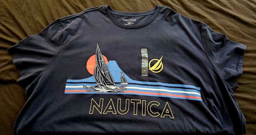 Nautica Mens Big & Tall lightweight T Shirt in 6X Navy Blue Great For Summer! 🔥