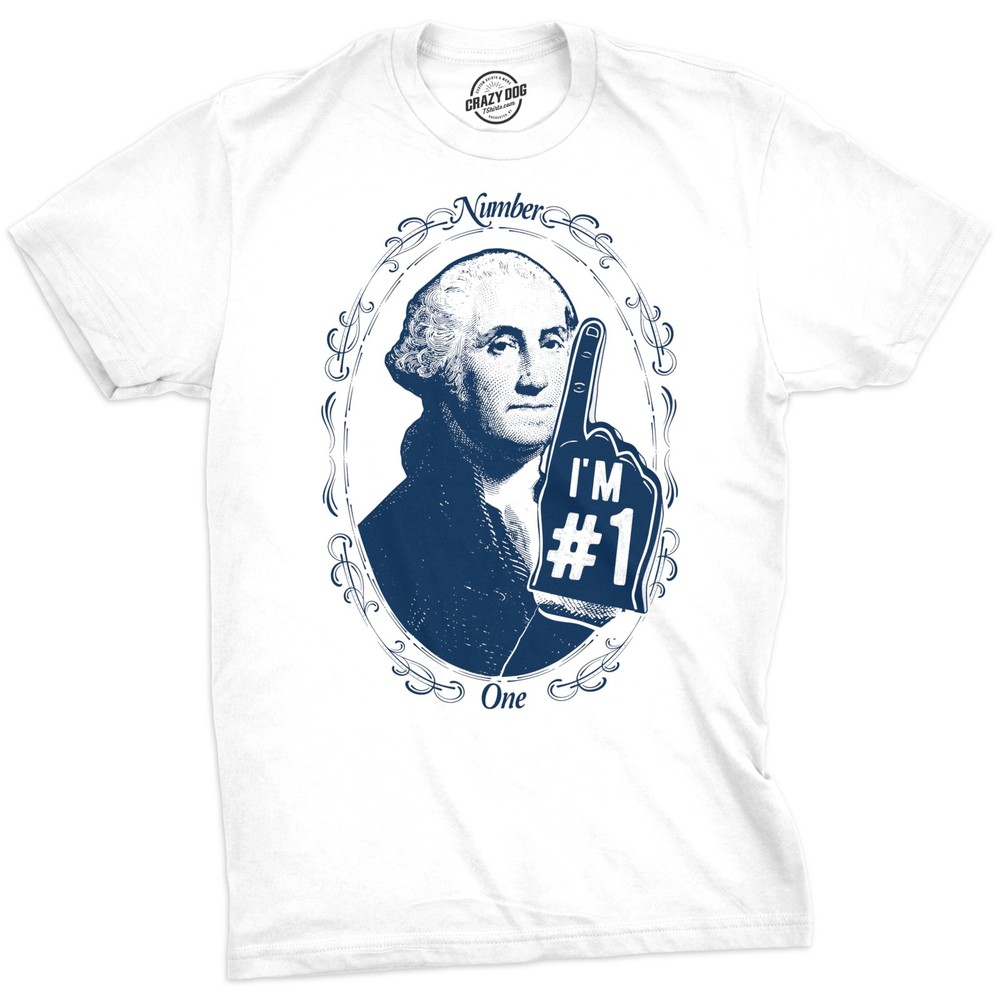Mens George Washington Number 1 T Shirt Funny 4th Of July Tee for Guys