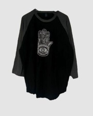 $35 Tultex Men’s Black Printed 3/4 Sleeve Crew Neck Cotton T-Shirt Size XXXL