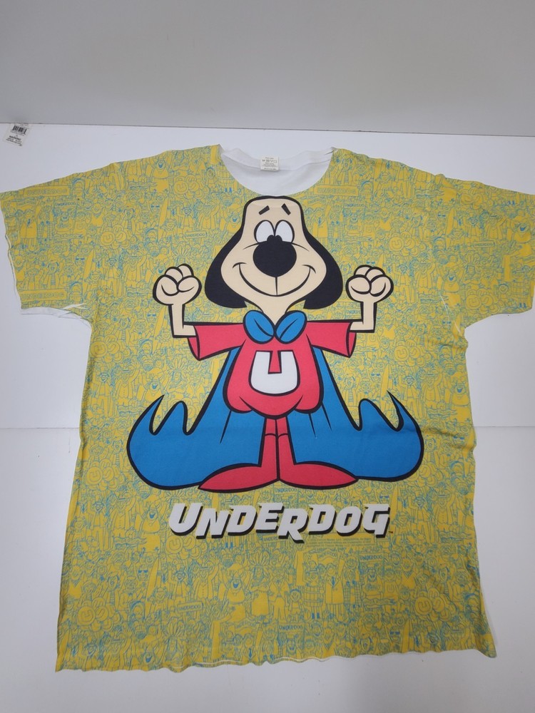 Underdog Cartoon Shirt Mens 2XL All Over Print Retro 90s Character Graphic Tee