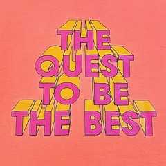 Vintage 1990s The Quest To Be The Best Bright Neon Orange T-Shirt Size Large