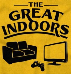 Funny Video Game The Great Indoors Introvert Mens Long Sleeve Crew Neck T Shirt