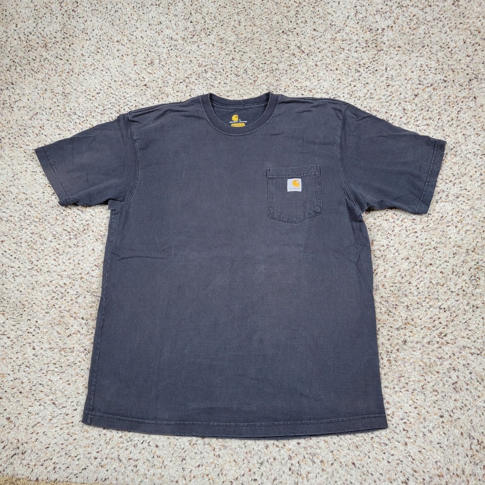 Carhartt Shirt Mens Large Black Short Sleeve Tee Work Wear Outdoors Adult A9*