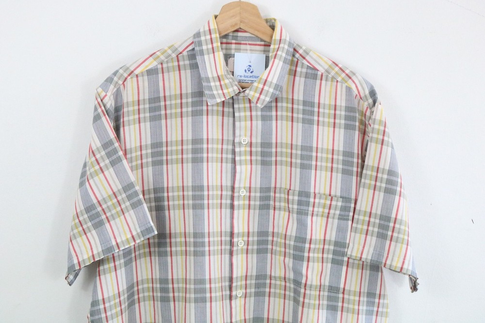 Madras plaid shirt | Vintage plaid short sleeve button-up | Chest pocket casual