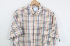Madras plaid shirt | Vintage plaid short sleeve button-up | Chest pocket casual