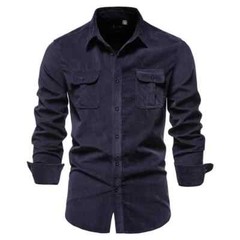 Cotton Men’s Shirt Casual Fashion Solid Color Corduroy Shirts Autumn Slim