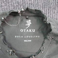 OTAKU Shirt Mens 3XL Gray Solo Leveling Graphic Studded Distressed Tee NWOT