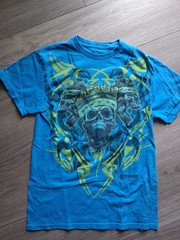 Zapparel Skulls Blue T-Shirt Short Sleeve 100% Cotton Size S Small; RN# 117508