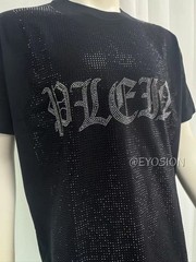 New Fashion Trend Rhinestone Summer Short Sleeve Luxury Men Cotton Black T-Shirt