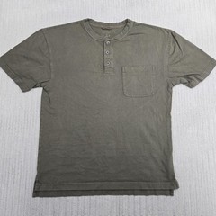 Red Head Henley Shirt Mens Medium Olive Green Short Sleeve Chest Pocket Tee
