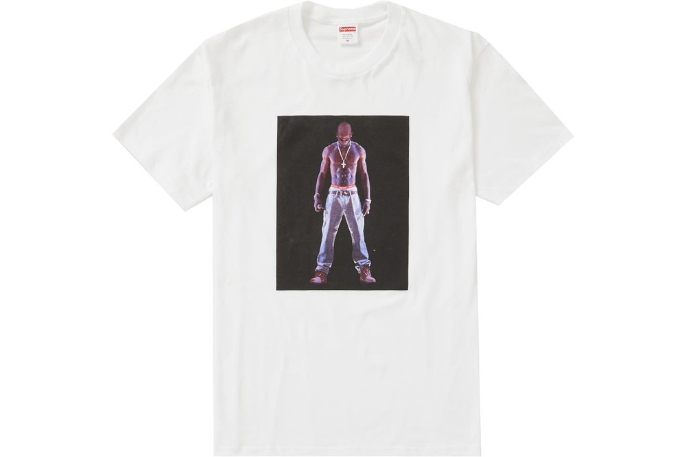 Supreme Tupac Shakur Graphic Print White Cotton Tee Regular Fit Crew Neck M