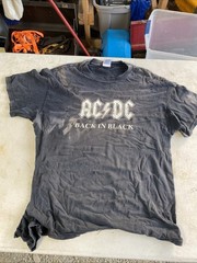 ACDC Back In Black 2004 T-shirt Distressed Faded And Holes Y2K Men’s Large