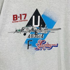 Vintage Single Stitch B-17 Flying Fortress Sentimental Journey Tee Shirt XL Gray