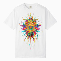 Boho Mandala Floral Abstract Art TShirts, Comfort Colors, Unisex Streetwear Tee