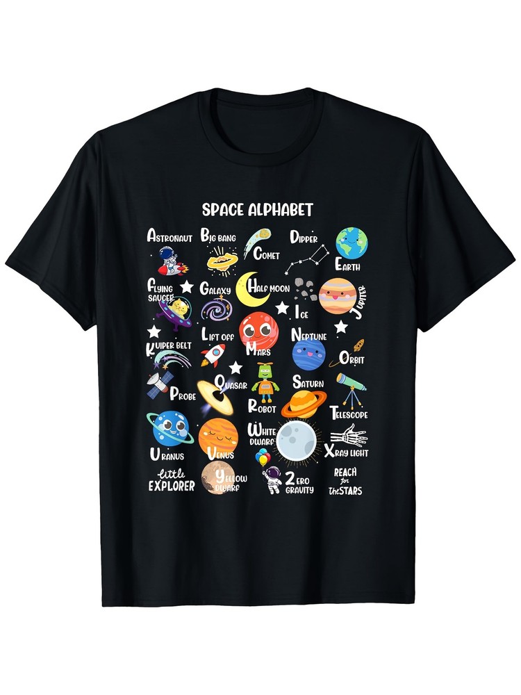 Men’s & Women’s Space Alphabet T-Shirt – Solar System Planets & Astronomy Term