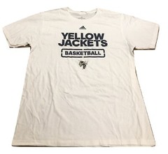 Adidas NCAA Georgia Tech Yellow Jackets Basketball Tee White Navy Sz Large b289