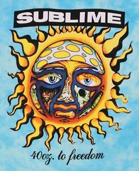 Sublime Blue Tie-Dye 40oz of Freedom Sun Logo 90s Music Rock T-Shirt Size: S