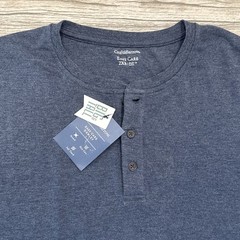 2XB Croft & Barrow Easy Care Long Sleeve Henley 2017 Navy Sail Heather Tee NWT