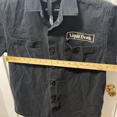 Men’s Liquid Death Hydrate Or Die Skull Mechanic Button Up Shirt Size M