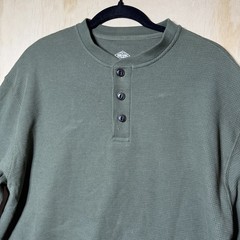 Work n’ Sport Thermal Waffle Knit Henley Long Sleeve Shirt LT Tall Olive Green