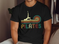 Pilates Vintage Retro T-Shirt, Funny Workout Fitness Yoga Tee Gift, Gym Shirt