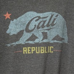 California Republic Graphic T-Shirt Charcoal Grey Distressed Bear XXL